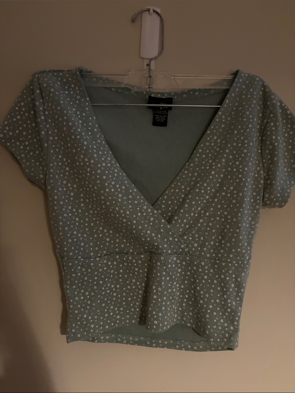 Rue21 Sage Green Floral Wrap Peplum Crop Top Size M